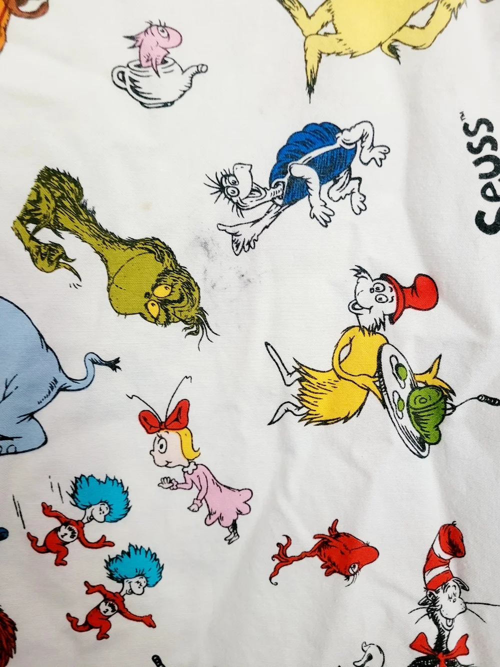 Dr. Seuss Kids Pillowcase with Polka Dot Red & Yellow Trim
